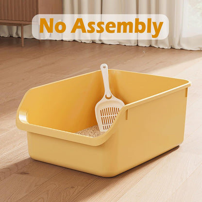 SpaceTime Large Cat Litter Box with High Sides,Cat Boxes for Indoor Cats,Cat Litter Pan for