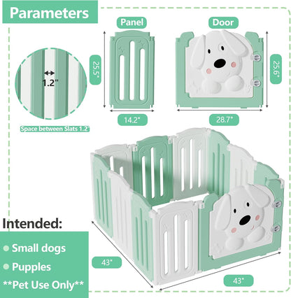 Foldable Dog Play Pen Indoors, Non-Slip Sturdy Puppy Playpen with Door, 25.5" H 10-Panel Adjustable