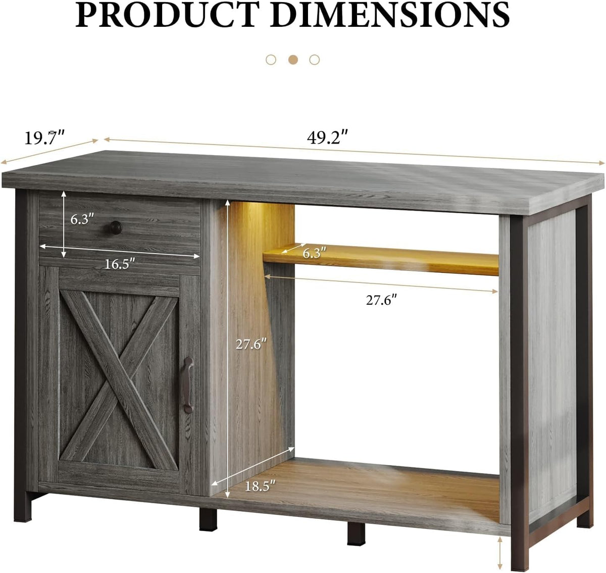 4ever2buy 55 Gallon Fish Tank Stand with LED Light & Power Outlets, 55-75 Gallon Aquarium Stand