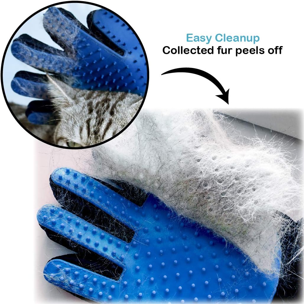 Pets First Dog Grooming Gloves Best Professional Deshedding, Brushing, Cleaning Mitt Tool for