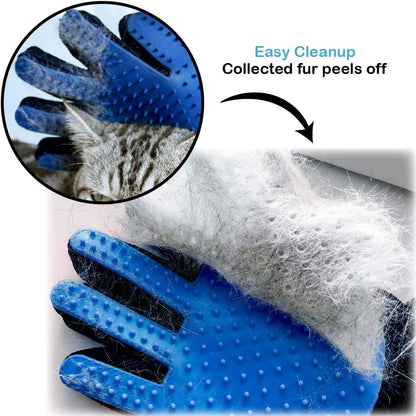 Pets First Dog Grooming Gloves Best Professional Deshedding, Brushing, Cleaning Mitt Tool for