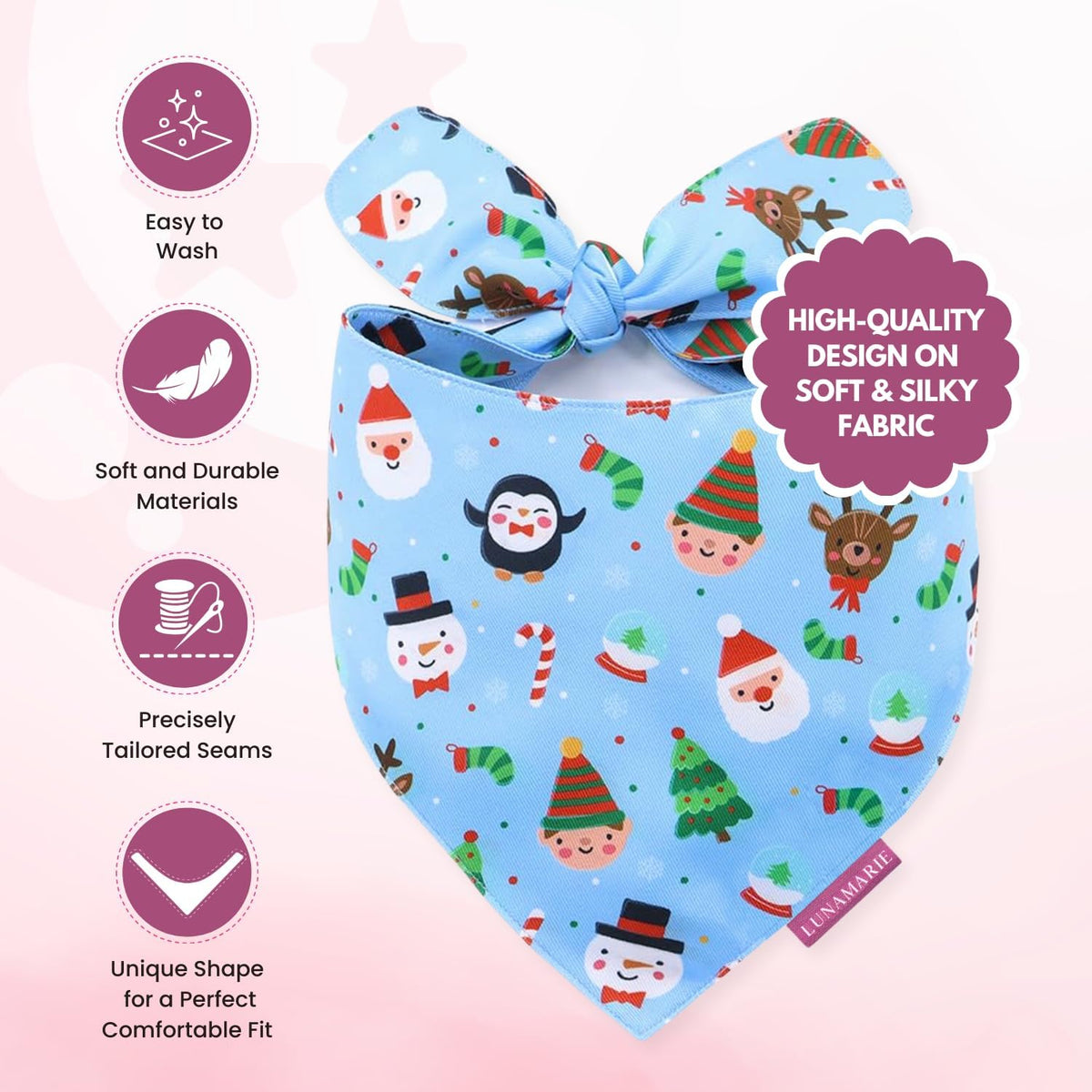 LunaMarie - Luxury Pet Birthday Bandanas -Premium & Silky Poly Fabric | 100% Handmade | Custom