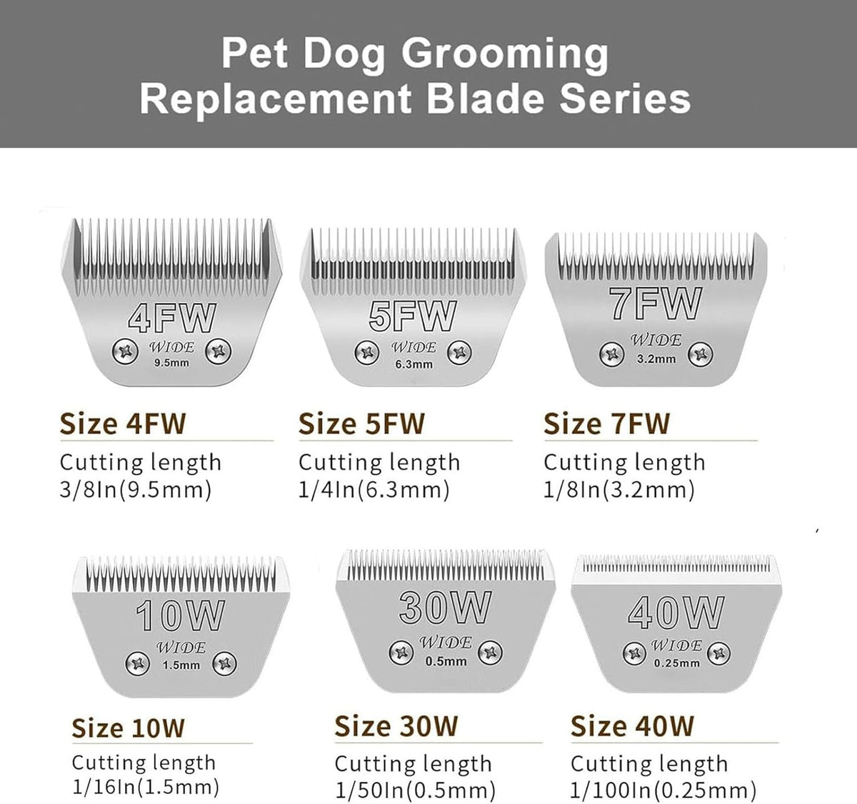 3PCS Wide Blades for Dog Grooming Blades Compatible with Andis,Oster A5,Wahl km10 Dog Clippers