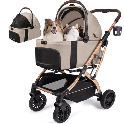 Dog Stroller, Cat Strollers, 5-in-1 Pet Stroller with Detachable Waterproof Carrier for