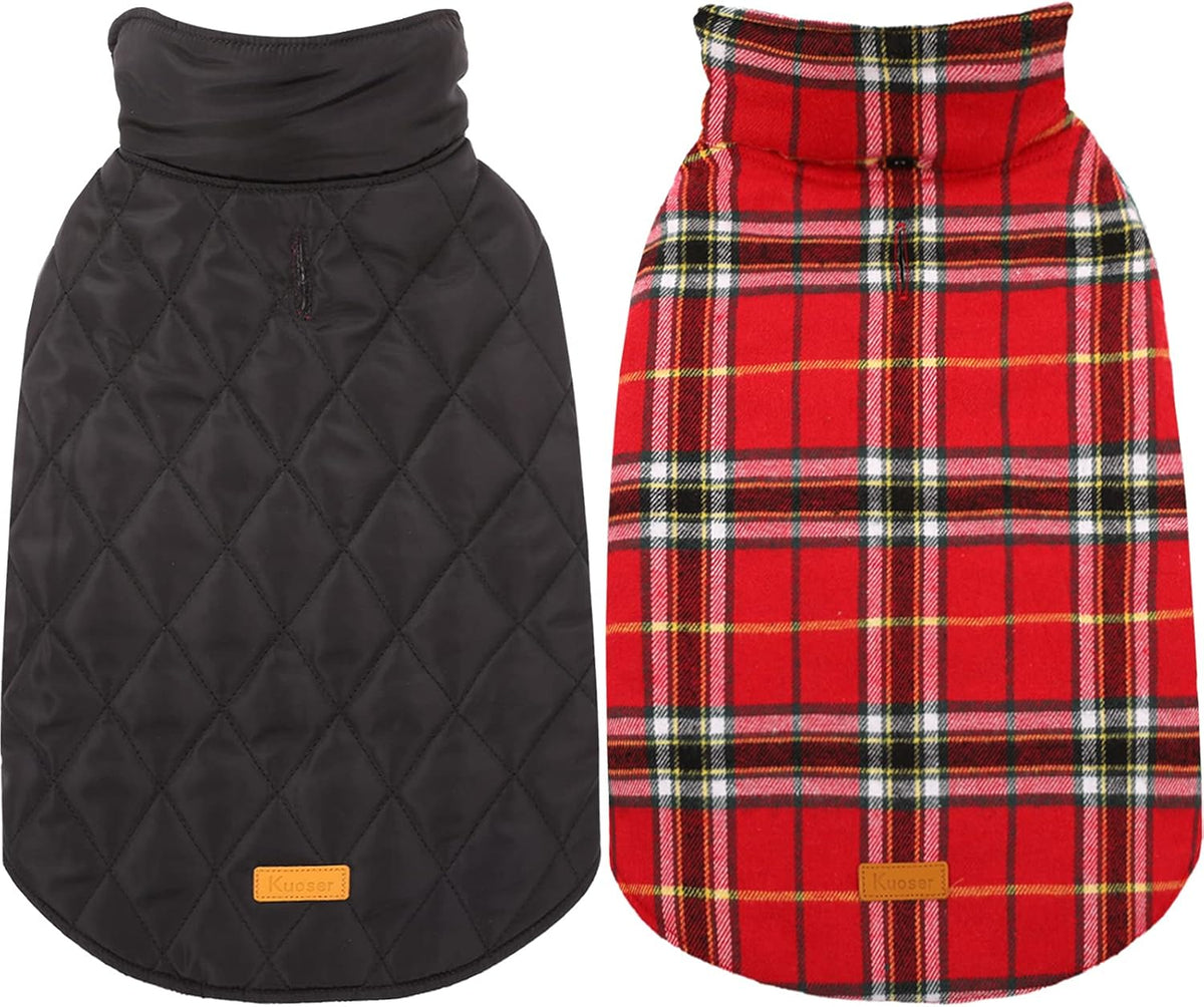 Kuoser Waterproof Dog Coat, Reversible Dog Jacket for Large Dogs, Adjustable Durable Doggie Winter