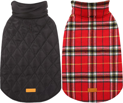 Kuoser Waterproof Dog Coat, Reversible Dog Jacket for Medium Dogs, Adjustable Durable Doggie Winter