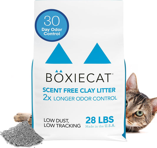 Boxie® Unscented 30 Day Odour Control Clumping Clay Cat & Kitty Litter 28 lb, 99.9% Dust-Free, Hard