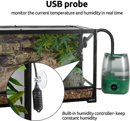 REPTIZOO Reptile Humidifier Fogger, 4L Large Reptile Fogger with Humidity Control, Terrarium
