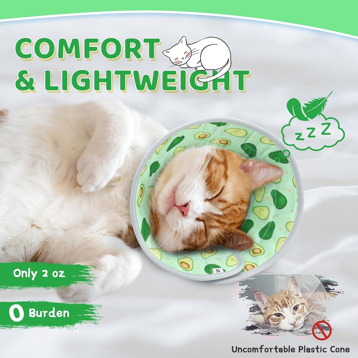 Cat Cone Collar Soft to Stop Licking, Adjustable, Foldable Lightweight Kitten Cones After Surgery