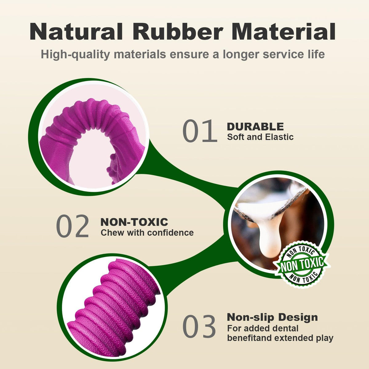 Dog Toys for Aggressive Chewers, Dog Toys for Medium Large Dogs, Natural Rubber Dog Chew Toys with