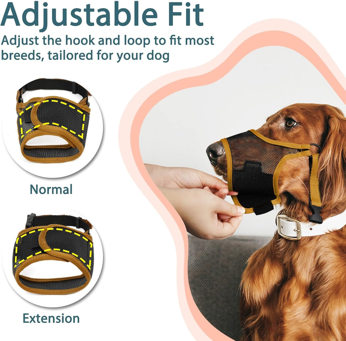 LUCKYPAW Dog Muzzle, Mesh Muzzle for Large Medium Small Dogs, Soft Mouth Guard for Biting Chewing