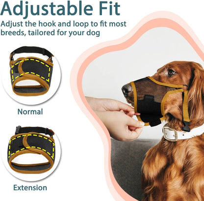 LUCKYPAW Dog Muzzle, Mesh Muzzle for Large Medium Small Dogs, Soft Mouth Guard for Biting Chewing
