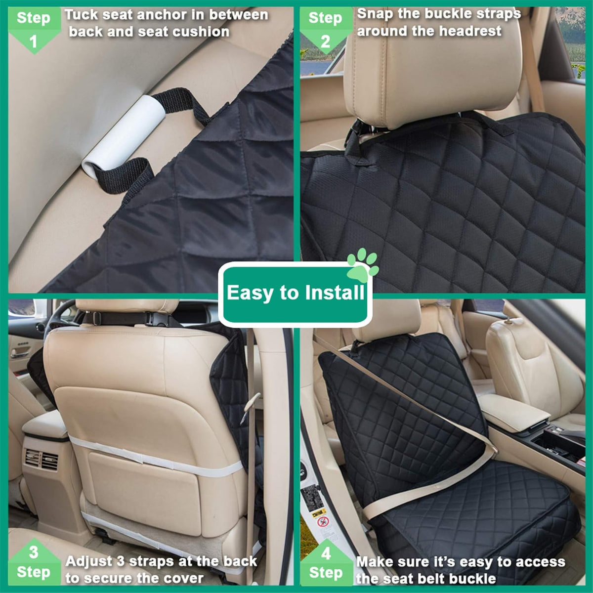Waterproof Front Seat Cover Dog Car Seat Covers Nonslip and Full Protection with Side Flaps Fits