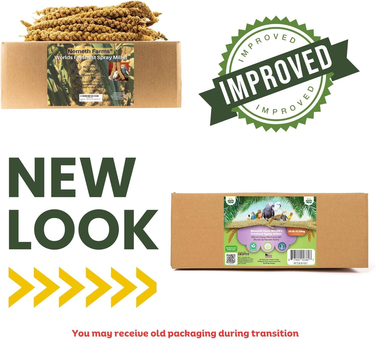 Nemeth Farms- GMO-Free Sun Dried Spray Millet | (No Stems Only Edible Tops) The Original Bird Treat