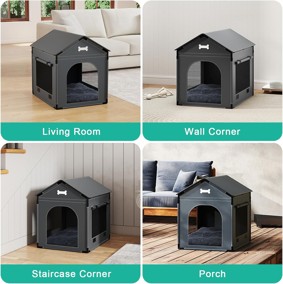 Large Indoor Dog House Dog Kennel Bed Mat with Cushion for Small Medium Large Dogs Cats, Winter