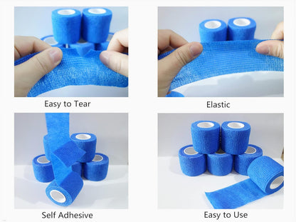 6 Pack 2" x 5 Yards Self Adhesive Bandage Wrap Breathable Cohesive Vet Wrap for Pets, Elastic