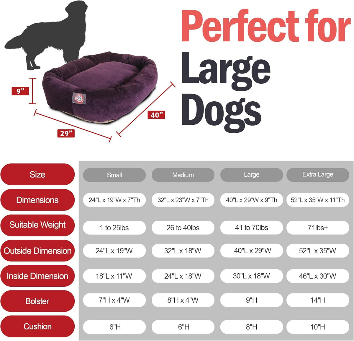 Majestic Pet 40 Inch Micro Velvet Calming Dog Bed Washable 40x29x9 (inch) – Cozy Soft Round Donut