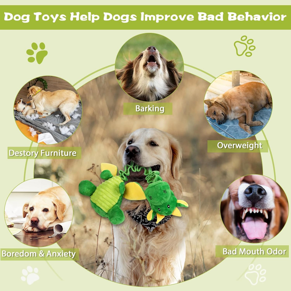 Large Squeaky Dog Toys, Tug-of-War Puppy Toys with Crinkle Paper, Stuffed Plush Animal Dog Toys to