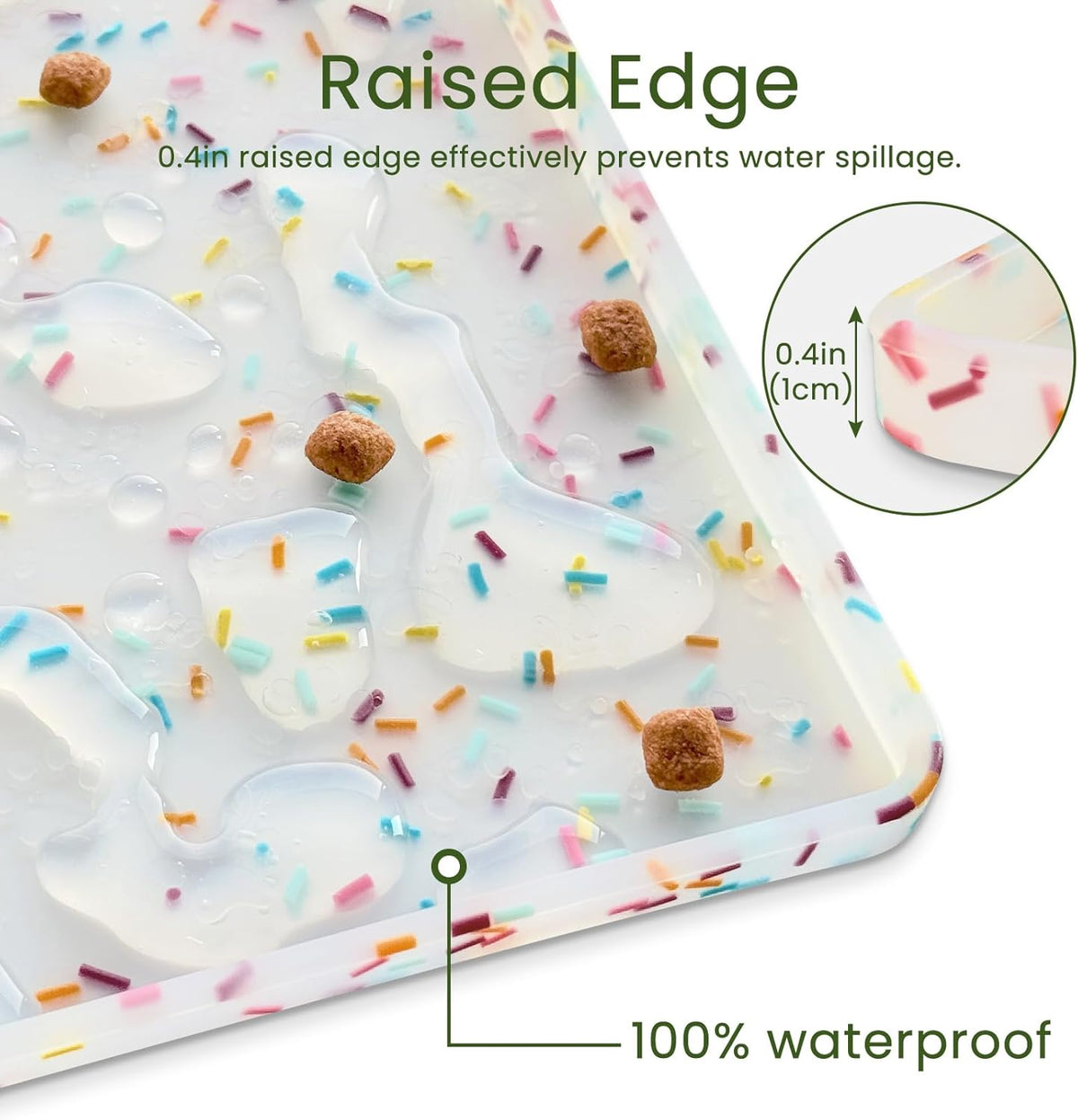 Ptlom Dog Food Mat Anti-Slip Dog Bowl Mats for Food and Water, Waterproof Pet Placemat Prevents