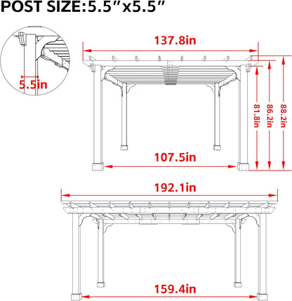 MUPATER 12x16 FT All Cedar Wood Wooden Pergola, Pergola Kit with Stakes, Quality Wood Supported