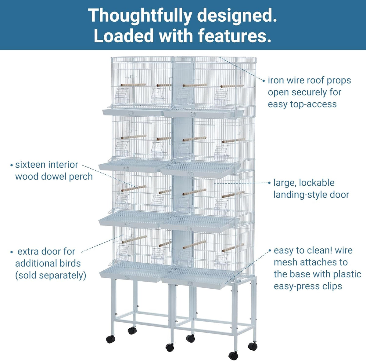 Lot-4 Breeding Bird Cage, Parrot Cage, Stackable Center Divided Breeder,Seperate Removable Tray