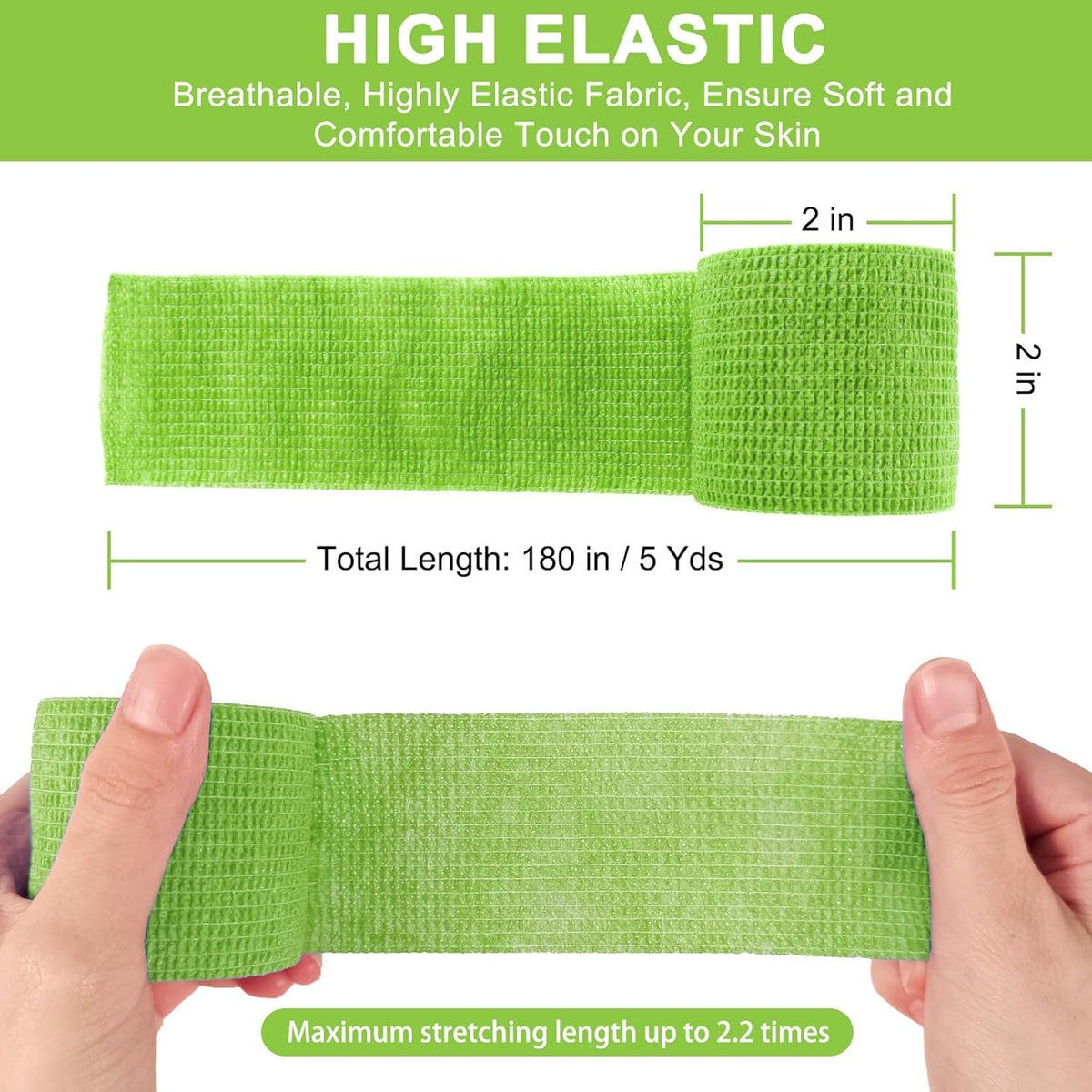 24 Pack Self Adhesive Bandage Wrap 2 Inch, Cohesive Medical Tape for Sports, Elastic Vet Wrap for