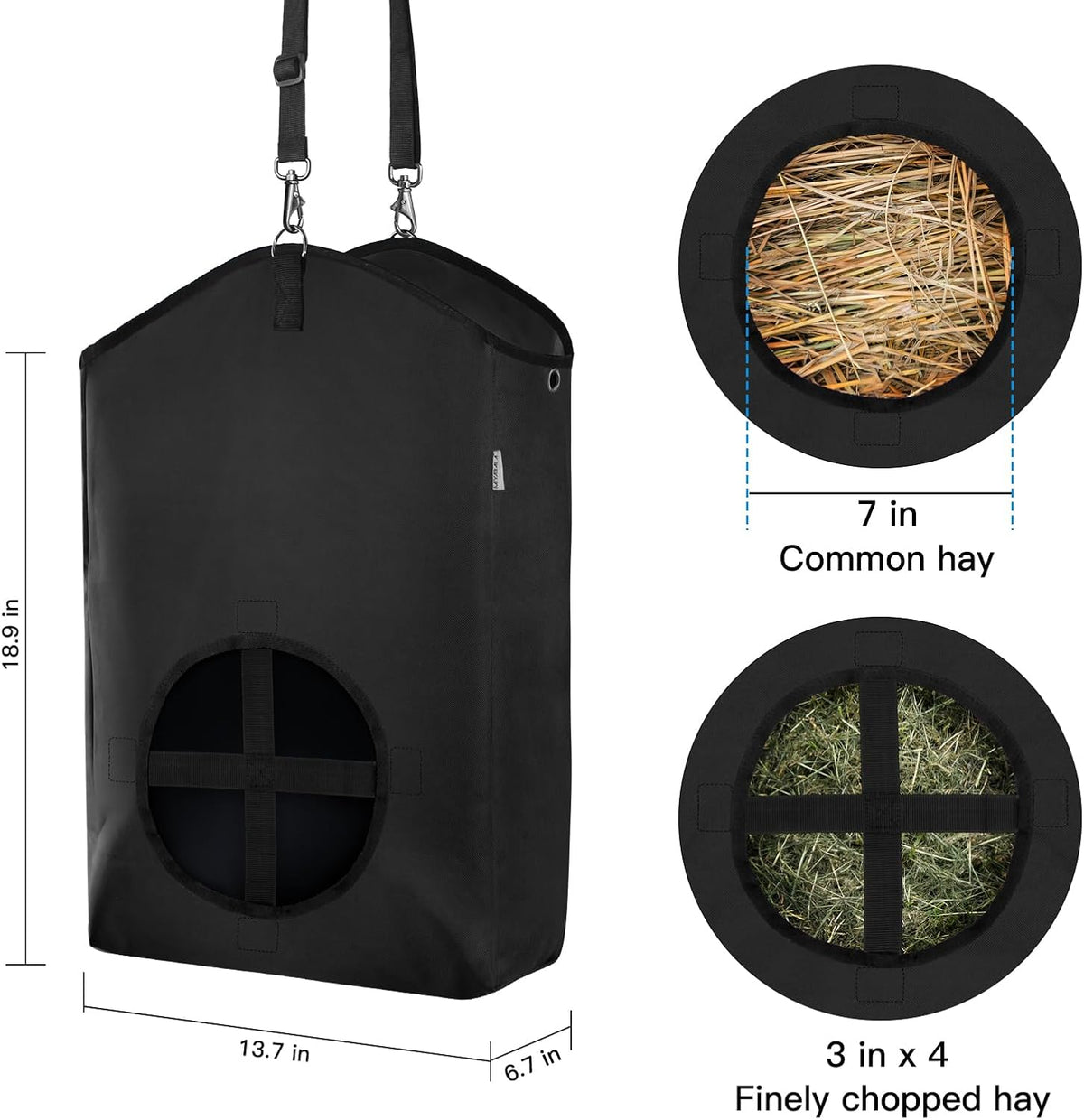 3 Packs Goat Hay Feeder,Hay Bags for Goats,Horses,Sheep,Premium 600D Oxford Cloth,with Metal