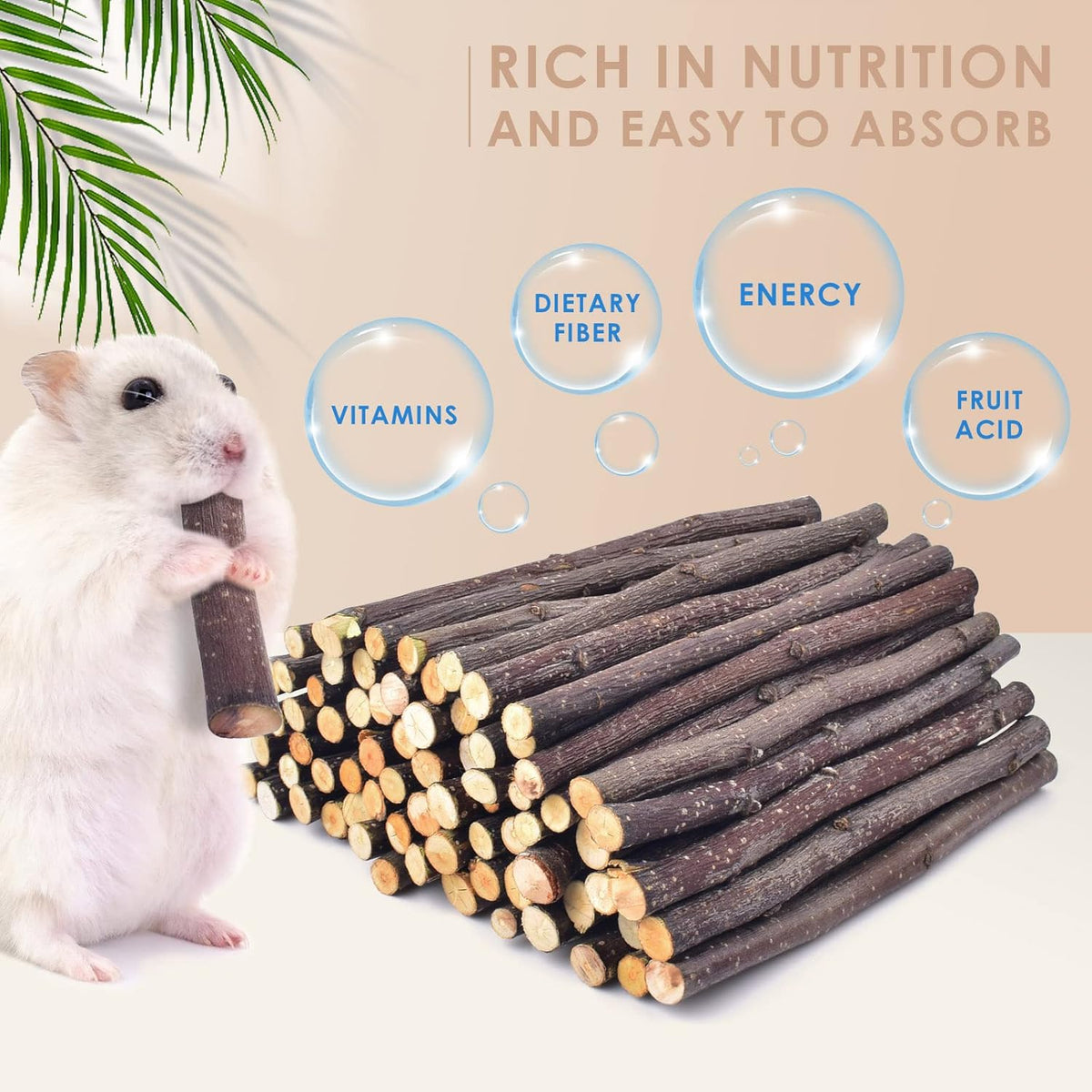 Bissap 460g/16.2oz Apple Sticks for Rabbits, Natural Bunny Chew Toys and Treats for Chinchilla