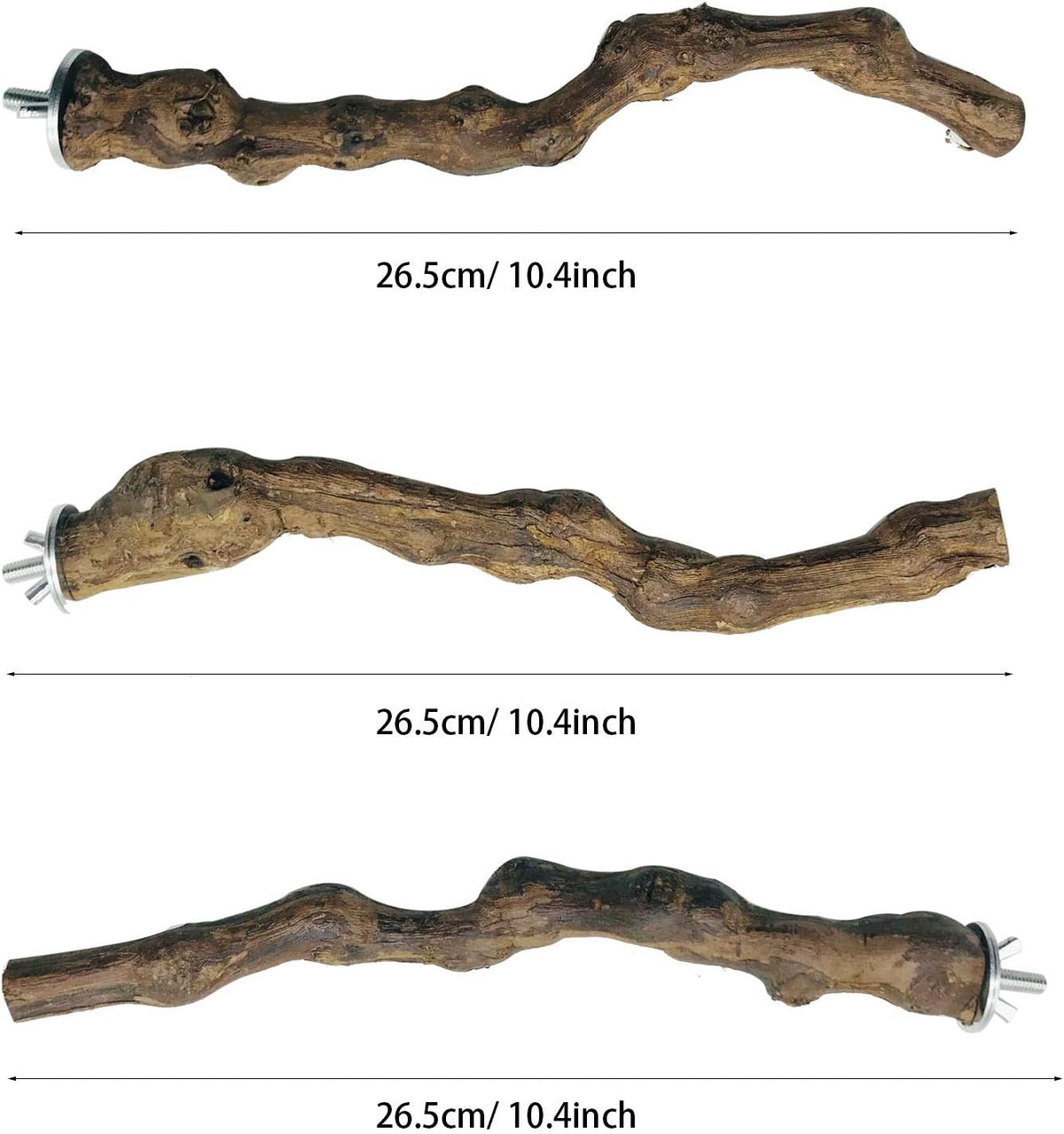 Allazone 5 PCS Natural Grape Stick Perch Swing Chewing Toys for Parrot Cages, Cockatiels