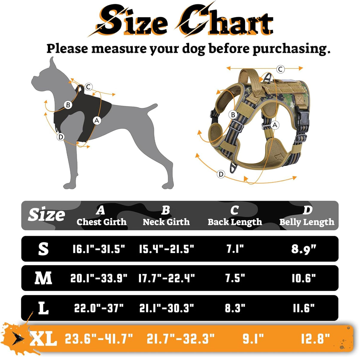 rabbitgoo Dog Harness for Large Dogs No Pull, Tactical Service Pet Vest with Molle and Control