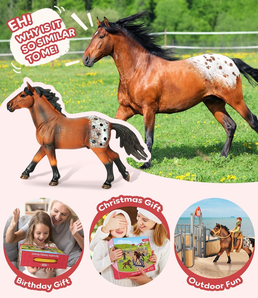 Horse Stable Playset, Horse Toys Set for Girls and Boys with Rider, Farm Animal Figurines Barn