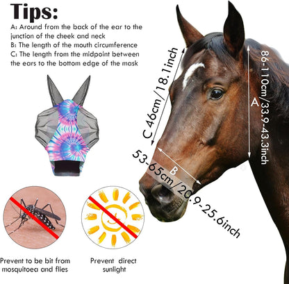 Qualirey12 Pieces Horse Fly Mask Bulk Comfortable Elasticity Mask for Horses with Ears Net UV