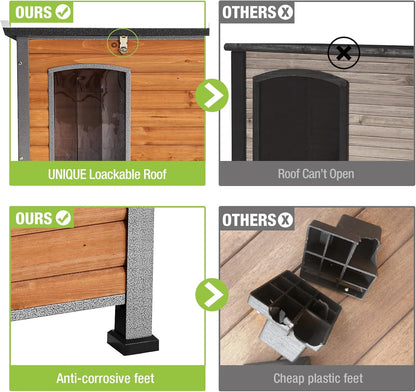 GUTINNEEN Chew Proof Dog House with Metal Iron Frame Outdoor Dog Kennel for Small Medium Large
