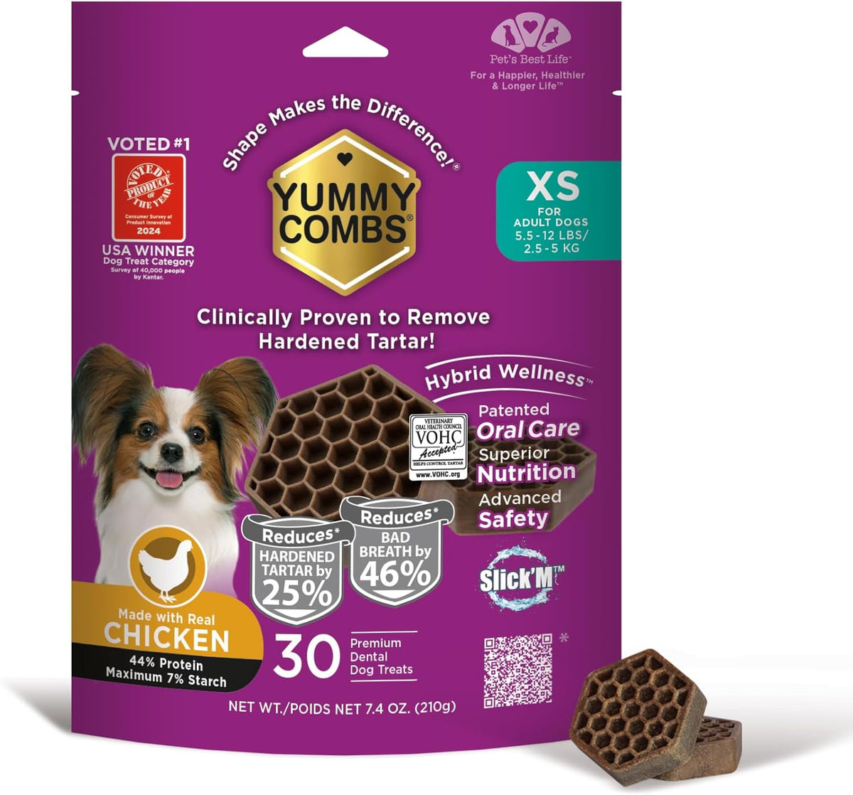 Dog Dental Treats – Vet VOHC Approved, Removes Tartar & Cleans Teeth – Yummy High Protein Chicken