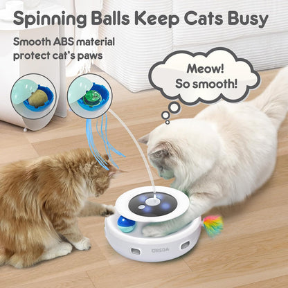 ORSDA Cat Toy, 3-in-1 Automatic Interactive Electronic Moving Ambush Feather, Fluttering Butterfly