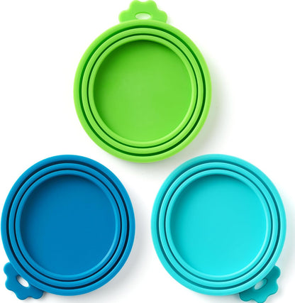 3 Pack Universal Pet Food Can Covers Lids - One fit 3 Standard Size Cans for Cats and Dogs Food