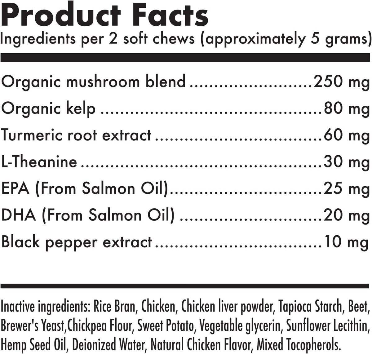 Mushroom Complex Treats for Dogs with Reishi, Shiitake, and Turkey Tail Mushrooms for Cognition and