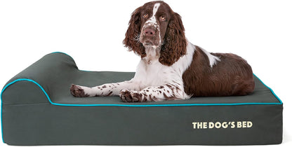 The Dog’s Bed Orthopedic Headrest Dog Bed Large Grey/Blue 40x25, Memory Foam, Pain Relief for