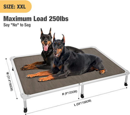 Veehoo Chew Proof Elevated Dog Bed - Cooling Raised Pet Cot - Silver Aluminum Frame and Durable