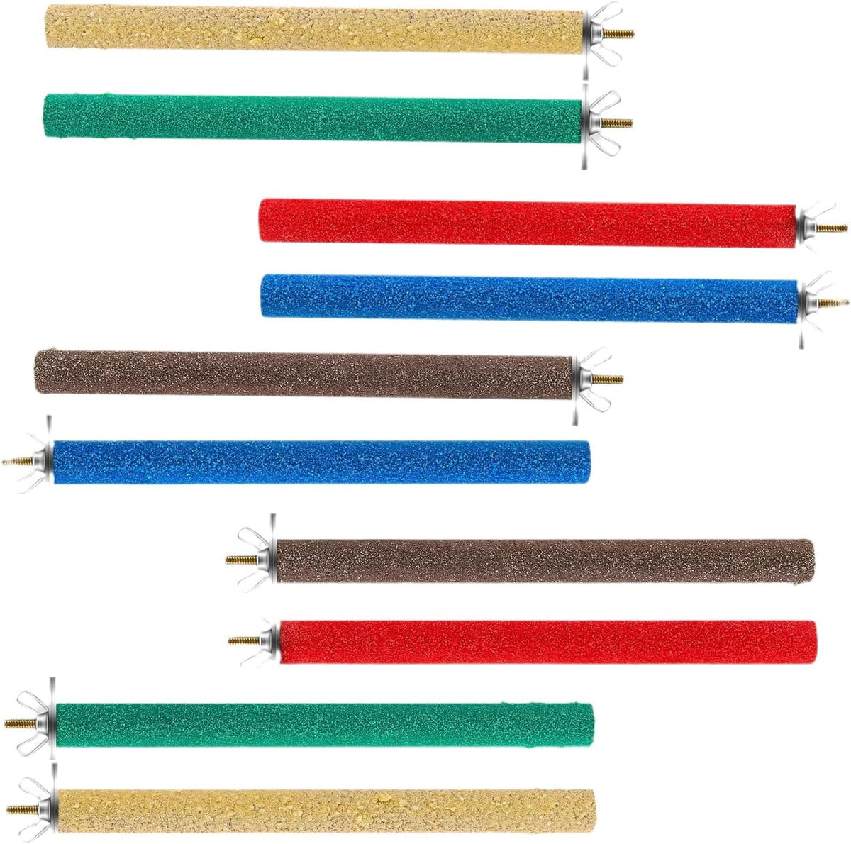 10 Pcs Parrot Perch Stand Bird Perch Stand Toy Colorful Paw Grinding Stick Cage Wooden Parakeet