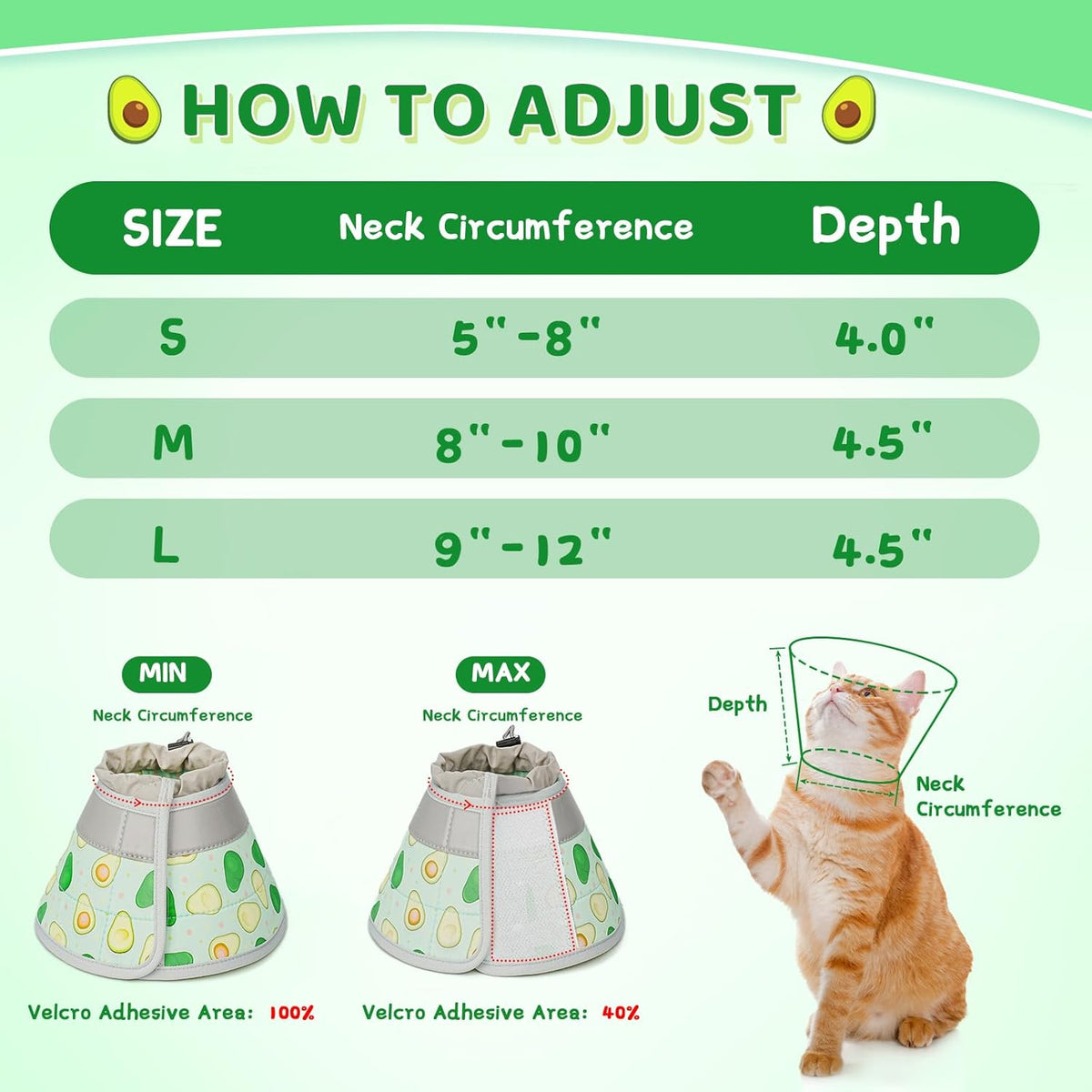Cat Cone Collar Soft to Stop Licking, Adjustable, Foldable Lightweight Kitten Cones After Surgery