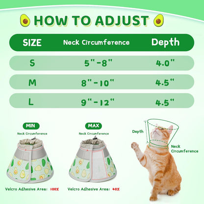 Cat Cone Collar Soft to Stop Licking, Adjustable, Foldable Lightweight Kitten Cones After Surgery