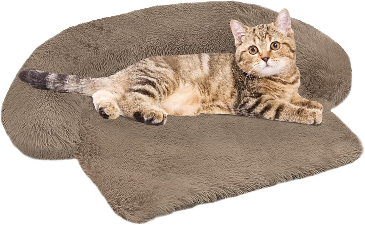 Calming Dog Bed Fluffy Plush Dog Mat for Furniture Protector with Removable Washable Cover for