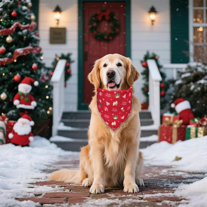 Christmas Dog Bandana for Large Dogs - Reversible Santa Snowman Print Scarf - Soft, Quick-Dry Pet