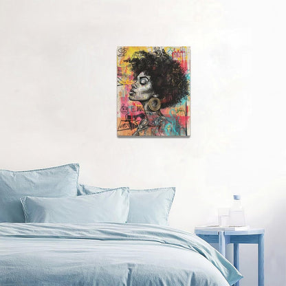 Quorin African American Wall Art Banksy Graffiti Black Woman Pictures Black Girl Wall Decor Canvas
