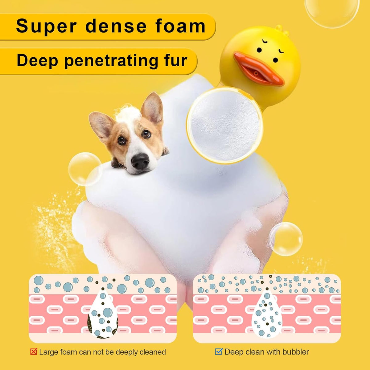 Electric Dog Shampoo Dispenser Dog Shampoo Sprayer Duck Shampoo Foamer for Pet, Foaming Soap