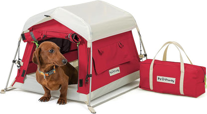 Dog Tent Cotton Fabric, Aluminum Poles and Camping Mat, Outdoor Weatherproof, Dog House Outdoor