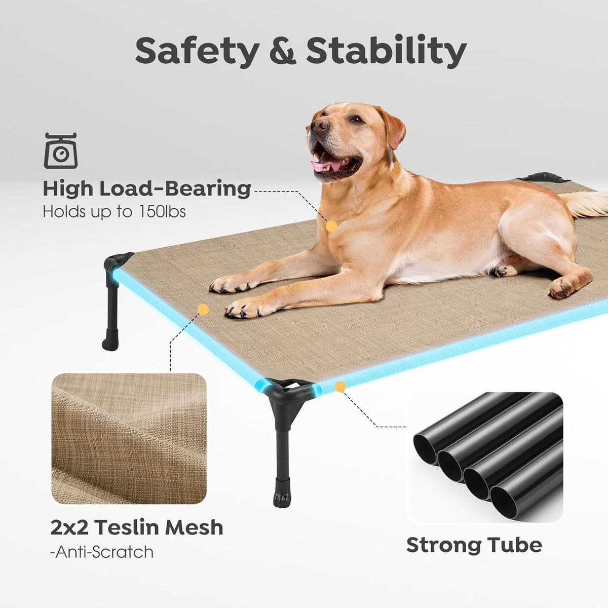 Veehoo 2 Pack Raised Dog Bed, Cooling Elevated Dog Bed, Portable Pet Cot with Washable & Breathable