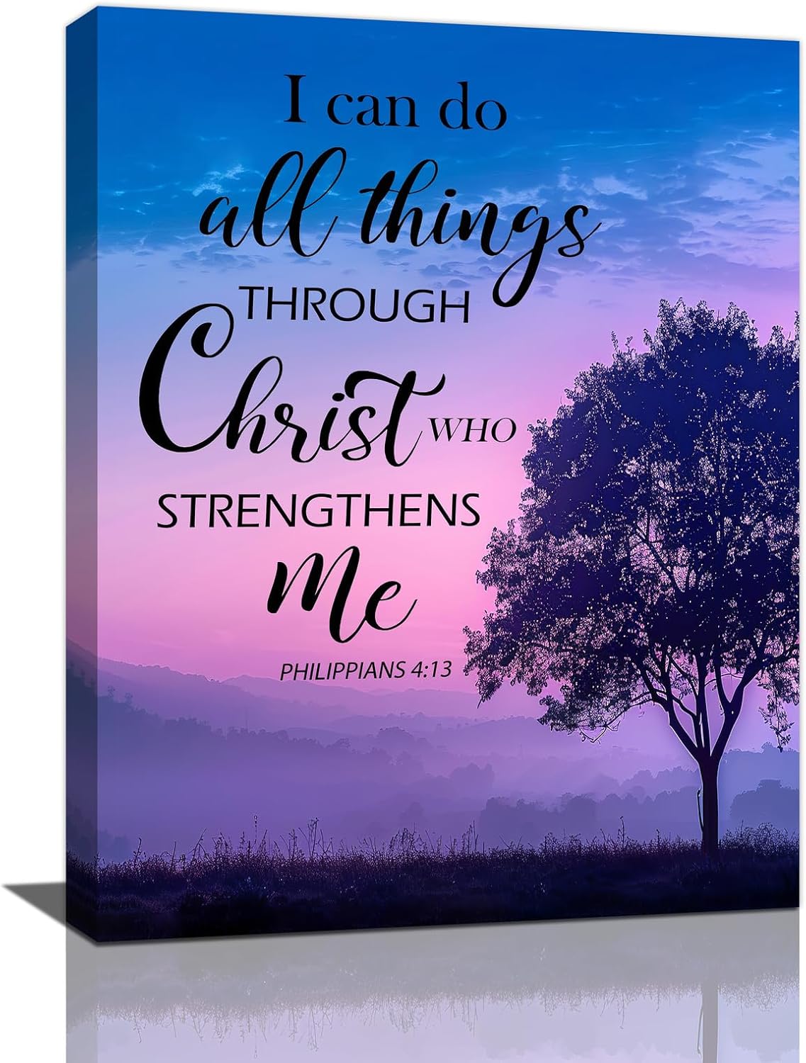 Christian Tree Wall Art I Can Do All Things Canvas Wall Decor Prints Framed Painting Purple