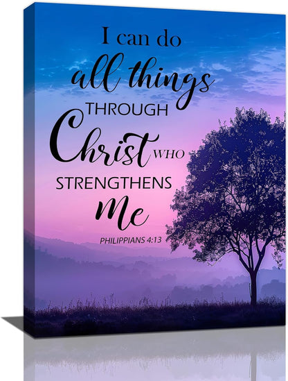 Christian Tree Wall Art I Can Do All Things Canvas Wall Decor Prints Framed Painting Purple